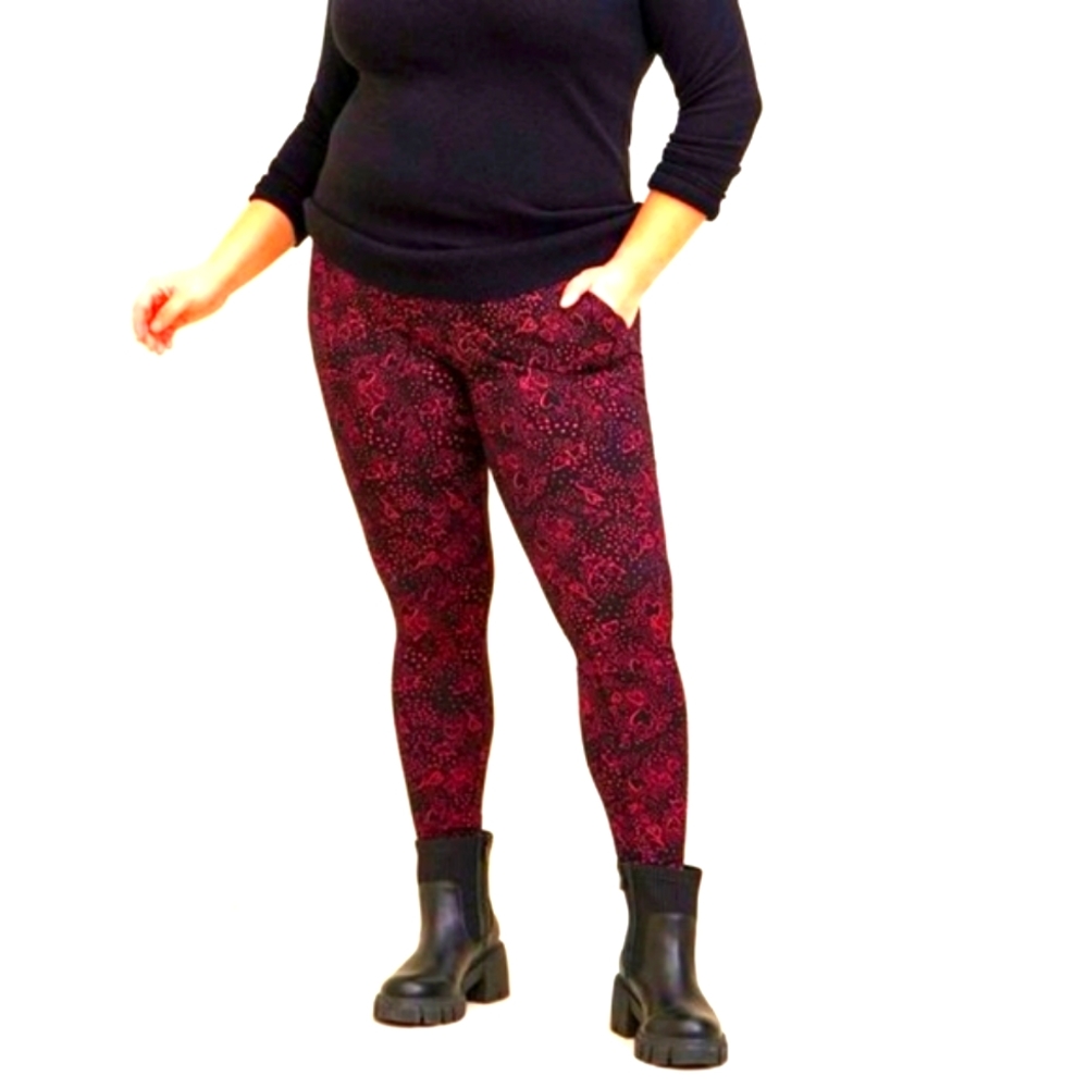 Torrid Black and Red Patterned Leggings- worn once